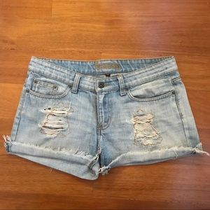 Light wash distressed CARMAR denim shorts